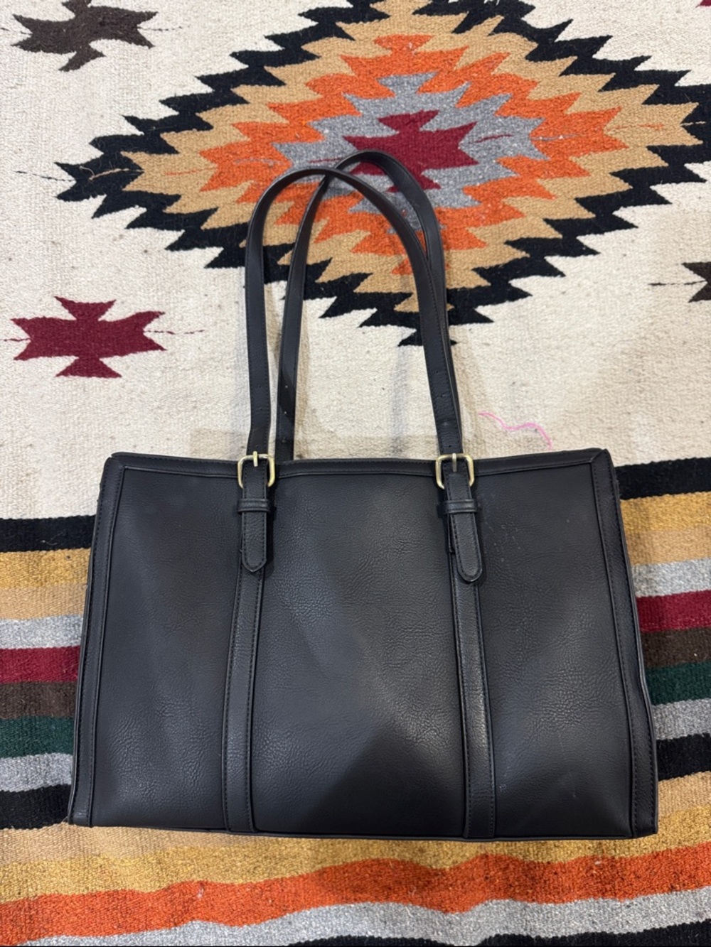 Classic Black Leather Tote Bag - Timeless Everyday Style